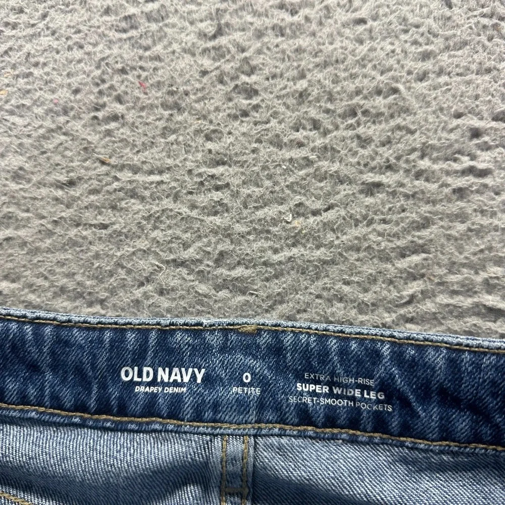 Old Navy Drapey Jeans Women's 0P Blue Cotton Denim Wide-Leg Workwear Stretch